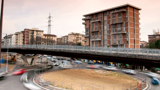 佛罗伦萨诺沃里区交通车辆和有轨电车的时间间隔。意大利。视频素材