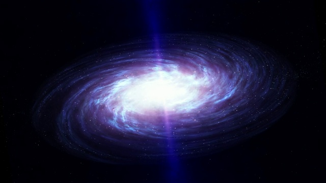 盘状螺旋星系内部的黑洞喷射出强大的辐射喷流视频下载