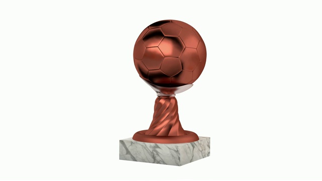 无限旋转大理石底座的青铜足球奖杯视频下载