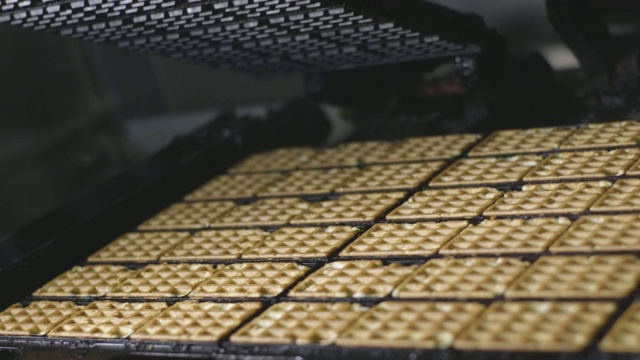 华夫饼生产流水线视频素材