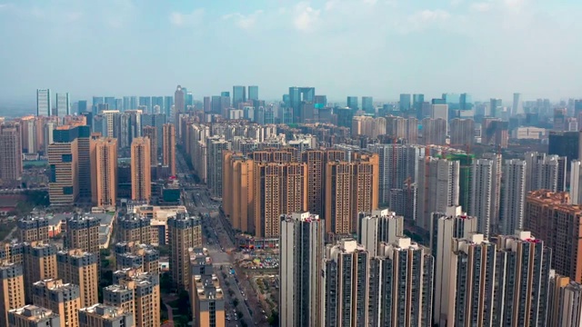 无人机拍摄的成都城市景观，中国视频素材