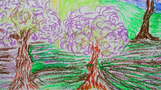 画花园里的树。视频下载