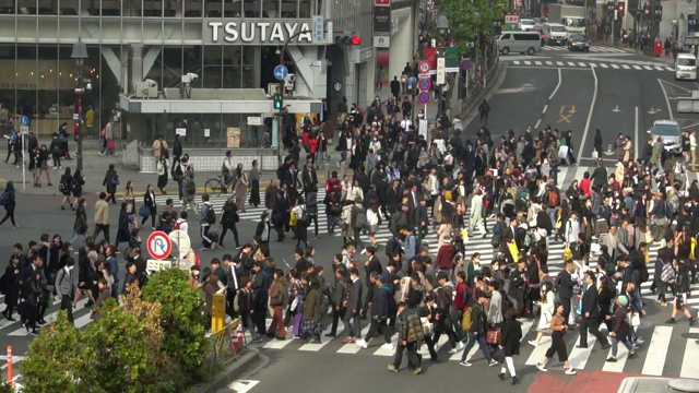 慢镜头:东京涩谷十字路口视频素材