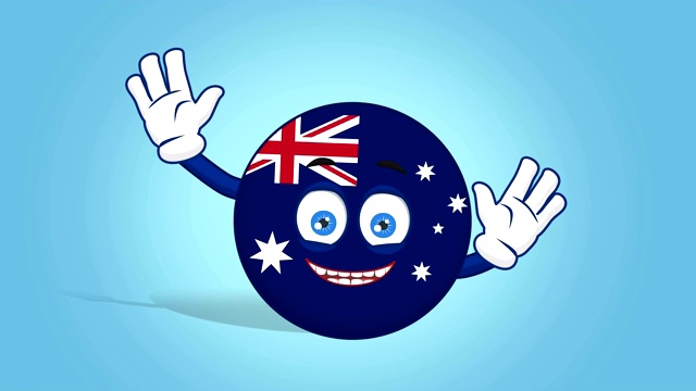 卡通图标旗澳大利亚快乐的喜悦与阿尔法哑光的脸部动画视频下载