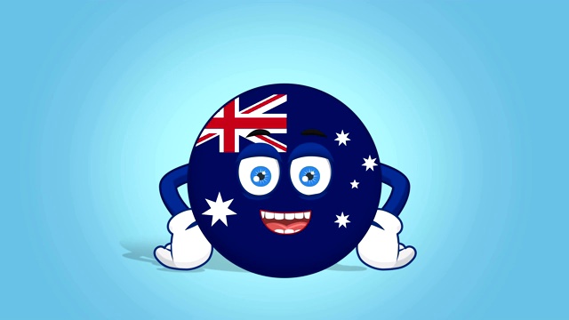 卡通图标旗澳大利亚发言发言者与阿尔法哑光脸部动画视频下载