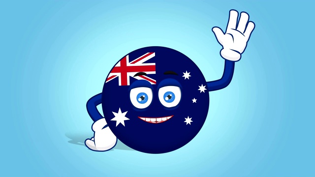 卡通图标旗澳大利亚你好与阿尔法Matte脸部动画视频下载