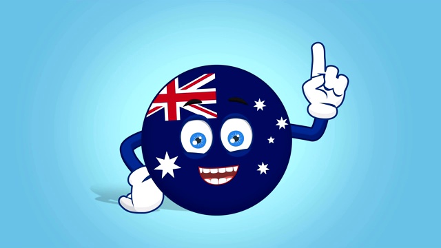卡通图标旗澳大利亚思考和想法与阿尔法Matte的脸动画视频下载