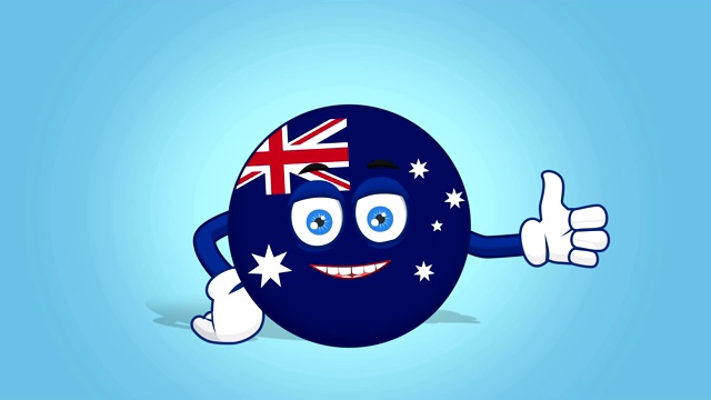 卡通图标旗澳大利亚喜欢好与阿尔法Matte面部动画视频下载