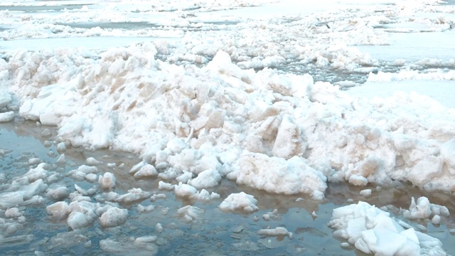河上浮冰。移动的大浮冰靠近了。视频素材