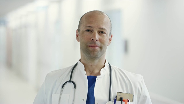 医院里自信成熟的医生的肖像视频素材