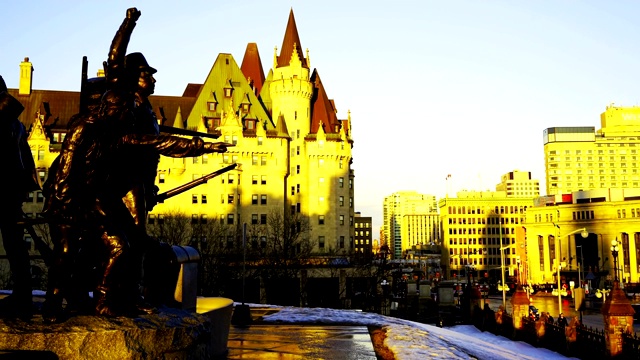 延时:加拿大议会，渥太华，安大略，加拿大传统视频素材