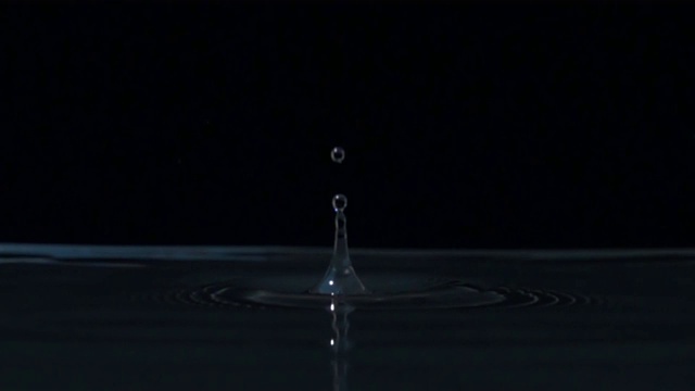 在慢镜头中把水滴在水面上视频素材