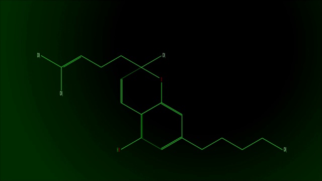 动画绿线画出了大麻色素分子视频素材