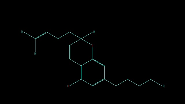动画浅蓝线绘制的是大麻色素分子视频下载