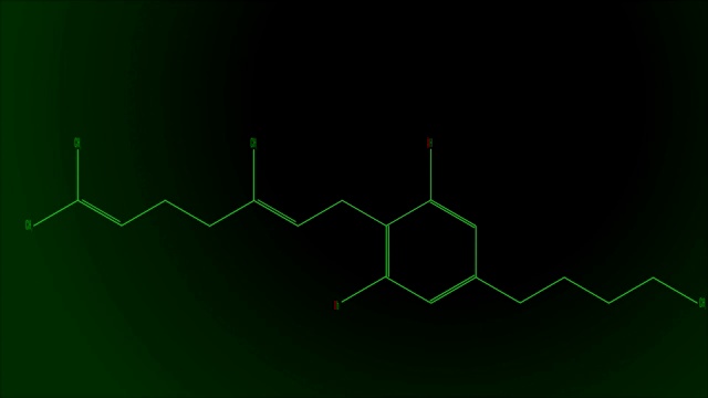 动画的绿线画出了大麻酚分子视频素材