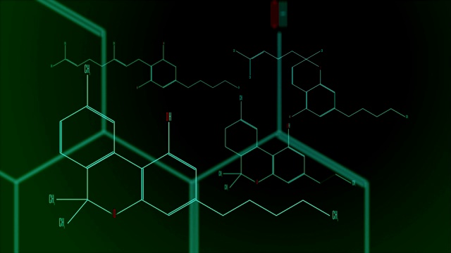 数字动画-一组大麻素分子视频素材