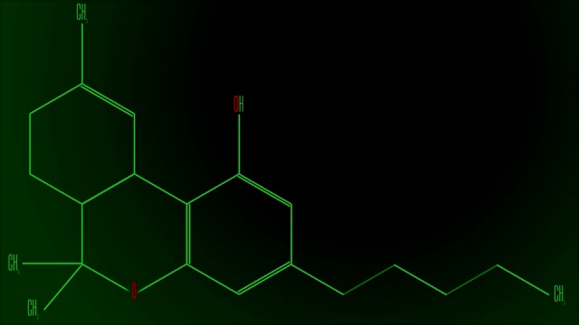 动画绿线画的是四氢大麻酚分子视频素材
