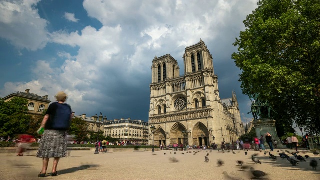 巴黎圣母院延时视频素材