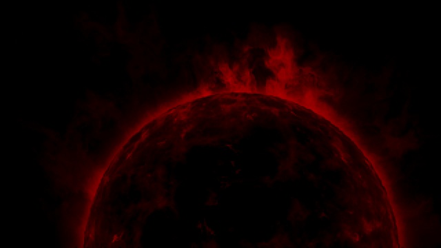 红色的太阳表面有热量，太阳波和火焰视频素材