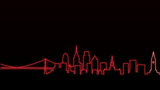 费城灯光线天际线动画视频下载