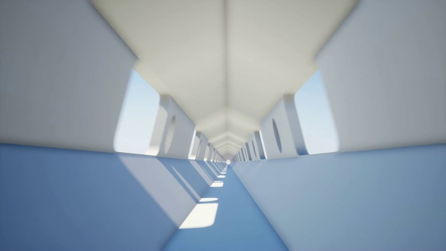 现代室内设计的展厅，空墙和地板，白色背景4k视频素材