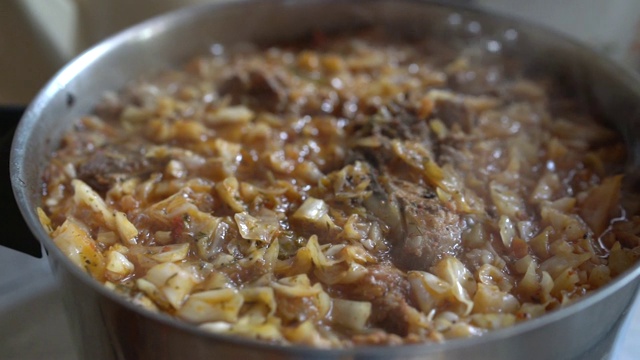 传统的东欧酸菜和猪肉餐视频下载