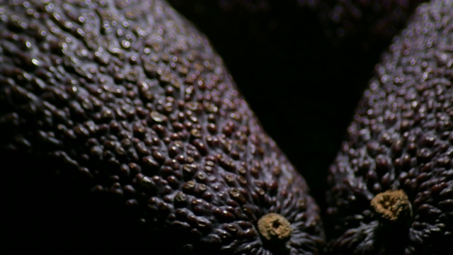 成熟的有黑色背景的牛油果皮视频素材