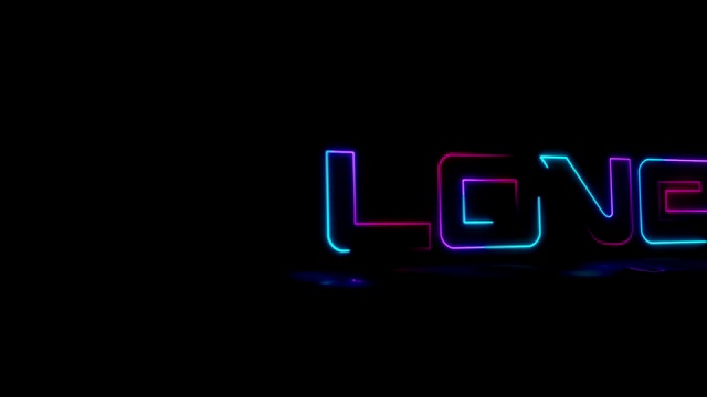 动画“爱”线绘制霓虹字母视频下载
