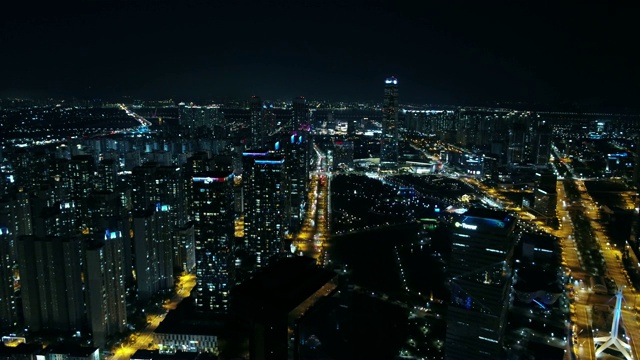 韩国仁川松岛夜景视频下载