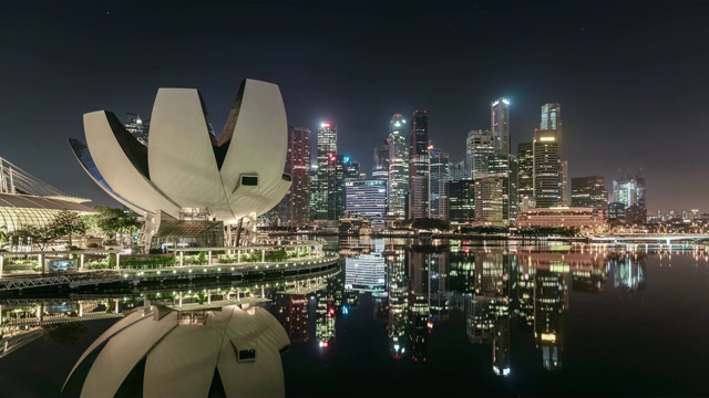 新加坡天际线显示滨海湾和金融区在黎明视频下载