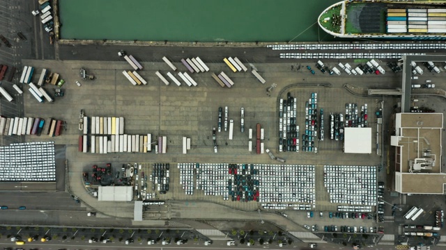集装箱船舶及港口鸟瞰图。视频素材