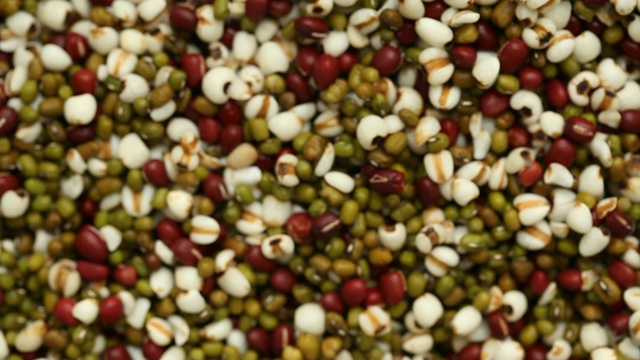 各种豆类，豆类俯视图背景视频素材