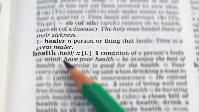 健康，铅笔指向单词在英语，保健和医学视频下载