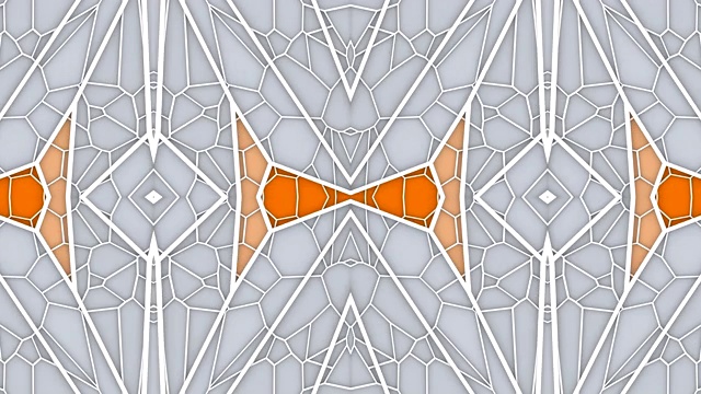 抽象几何运动图形背景。计算机生成的循环动画。橙色万花筒图案。3 d渲染。4 k UHD视频下载