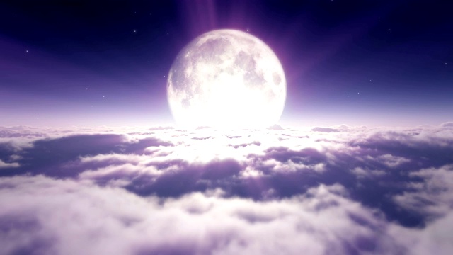 梦飞在云和月亮4k视频素材