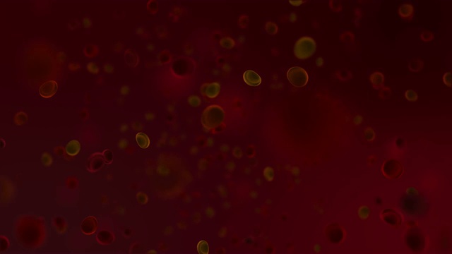 红血球会感染血液细胞，细菌和病毒会通过血管传播。血液中的气泡粒子，人体生物学感染血细胞和病毒的概念视频素材