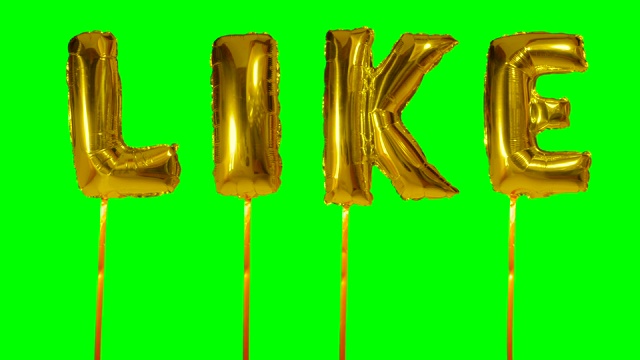 字像从氦气金色气球字母漂浮在绿色屏幕上视频下载