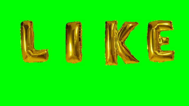字像是从氦气金气球上漂浮在绿色屏幕上的字母视频下载