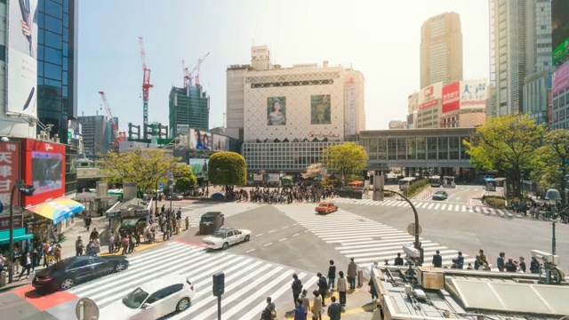 日本涩谷，人群穿过涩谷十字路口视频下载