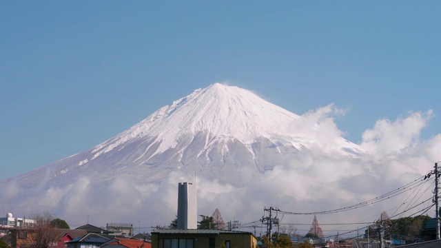 日本静冈县Fujinomiya市的富士山景色视频下载