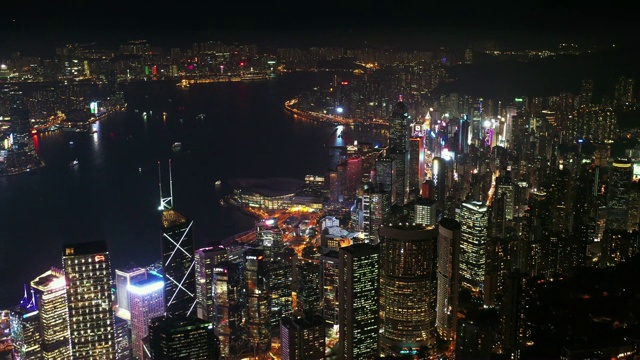用无人机拍摄香港的夜晚视频素材