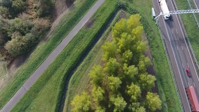 公路周围树木的鸟瞰图视频素材