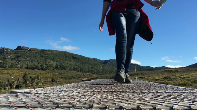 在澳大利亚塔斯马尼亚的摇篮山-圣克莱尔湖国家公园徒步旅行视频素材