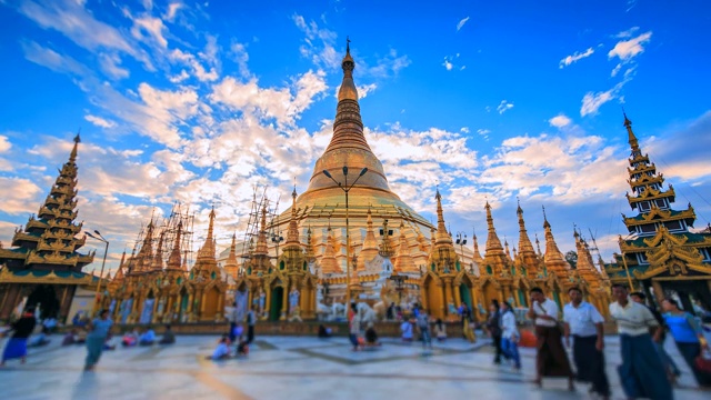 4K，缅甸仰光大金塔的日出视频下载