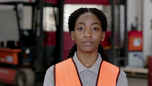 在工厂仓库工作的非洲女工人视频素材