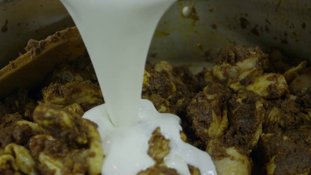 在日本东京，把酸奶和调味料放在鸡肉上视频下载
