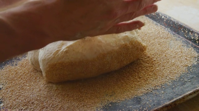 旧金山天然发酵的黑麦面粉面团视频素材