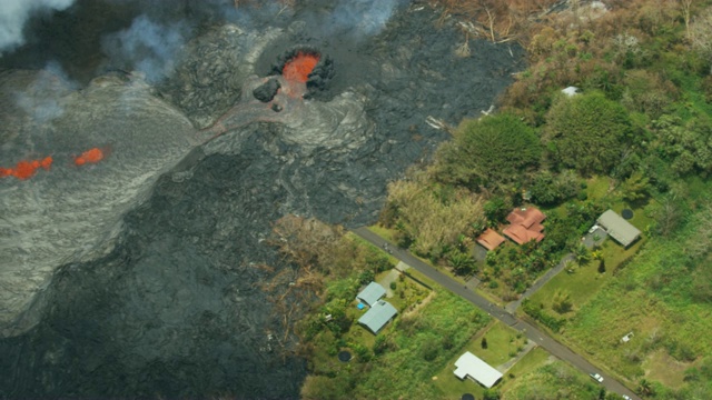 鸟瞰图热岩浆破坏财产基拉韦厄夏威夷视频下载