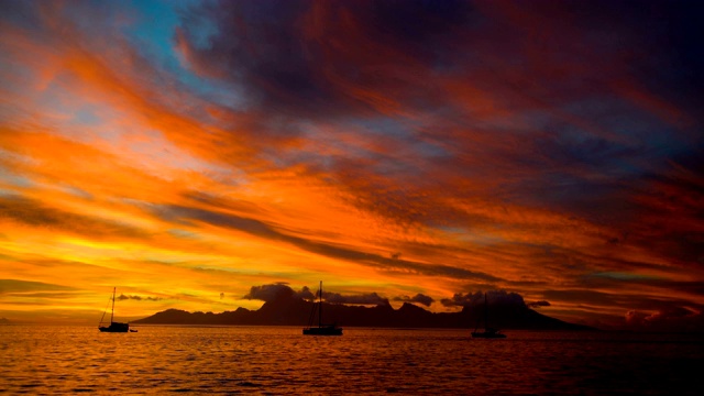 莫雷阿岛日落从塔希提南太平洋视频下载