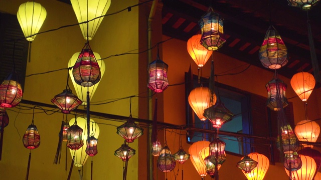越南会安的中国灯笼。联合国教科文组织世界遗产视频素材